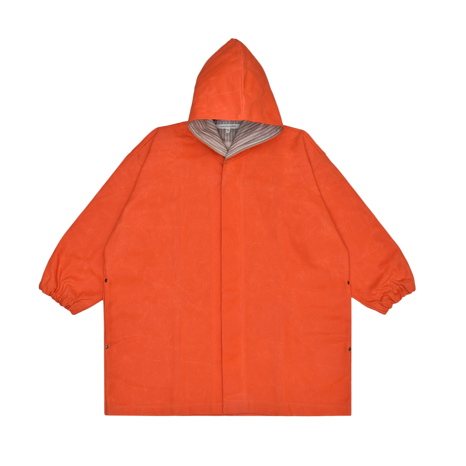 Orange raincoat with a hood on a white background