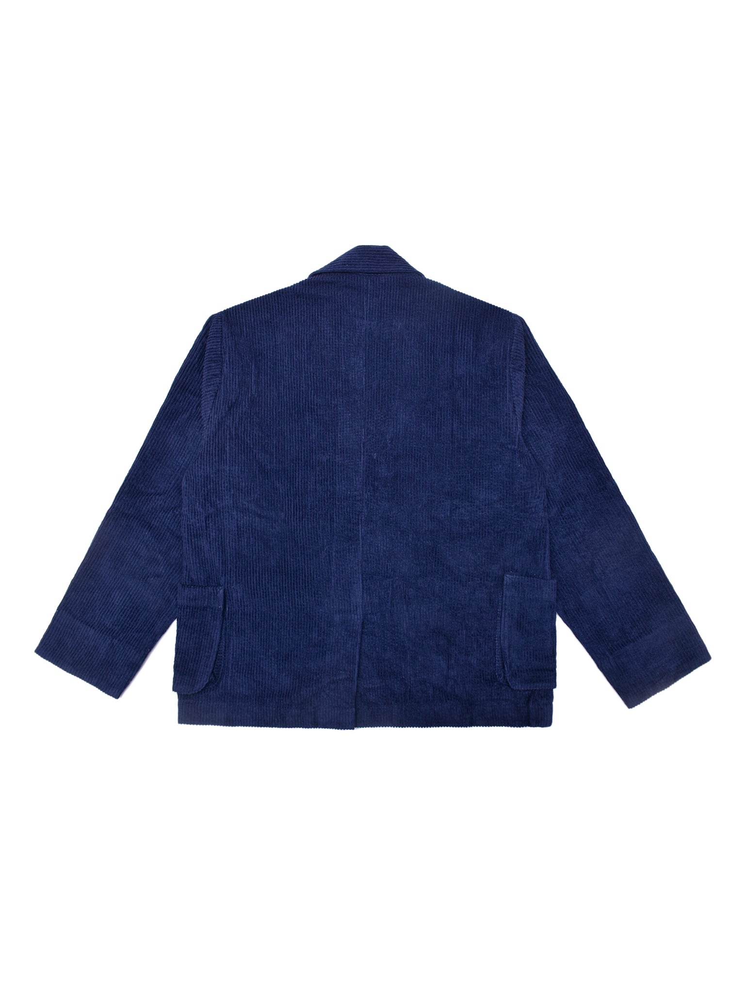 Blue corduroy jacket on a white background