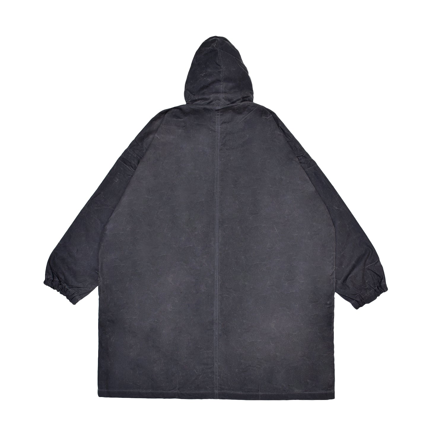 Dark gray hooded coat on a white background