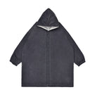 Dark gray hooded coat on a white background