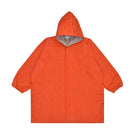 Orange raincoat with a hood on a white background