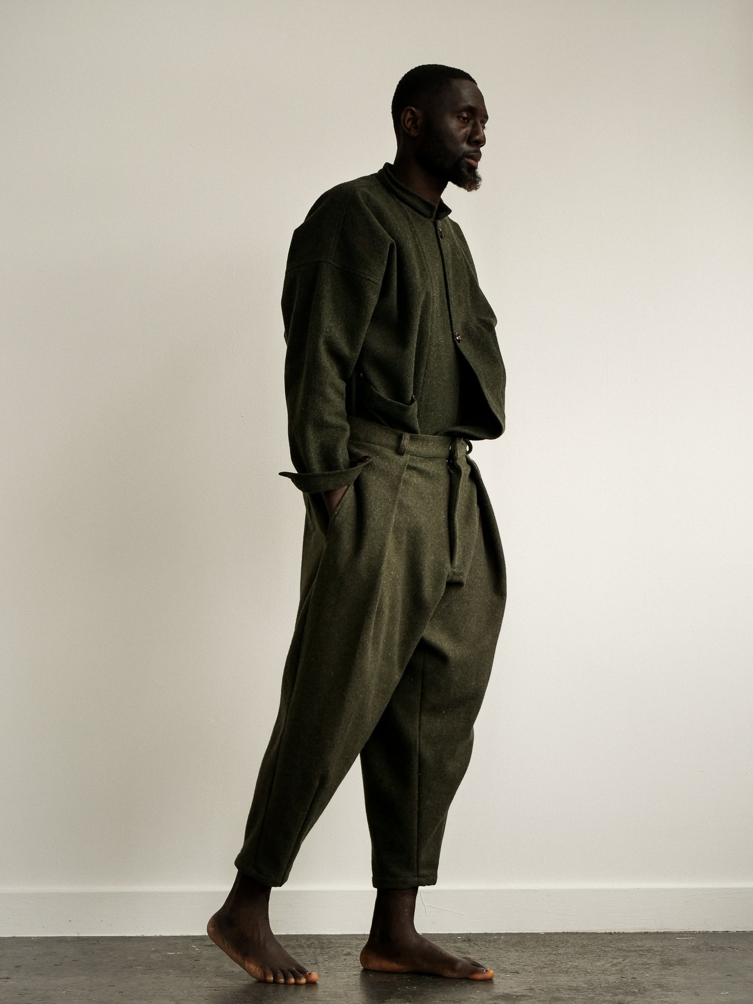 Frestun trousers in dark olive wool melton