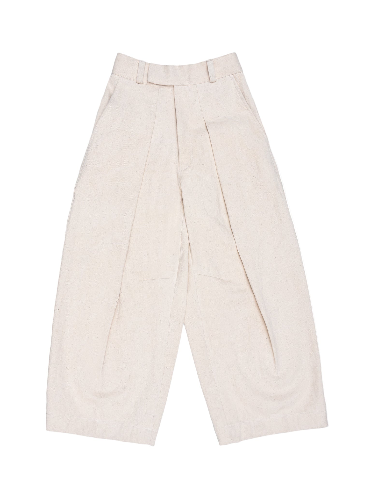 Beige wide-leg pants on a white background