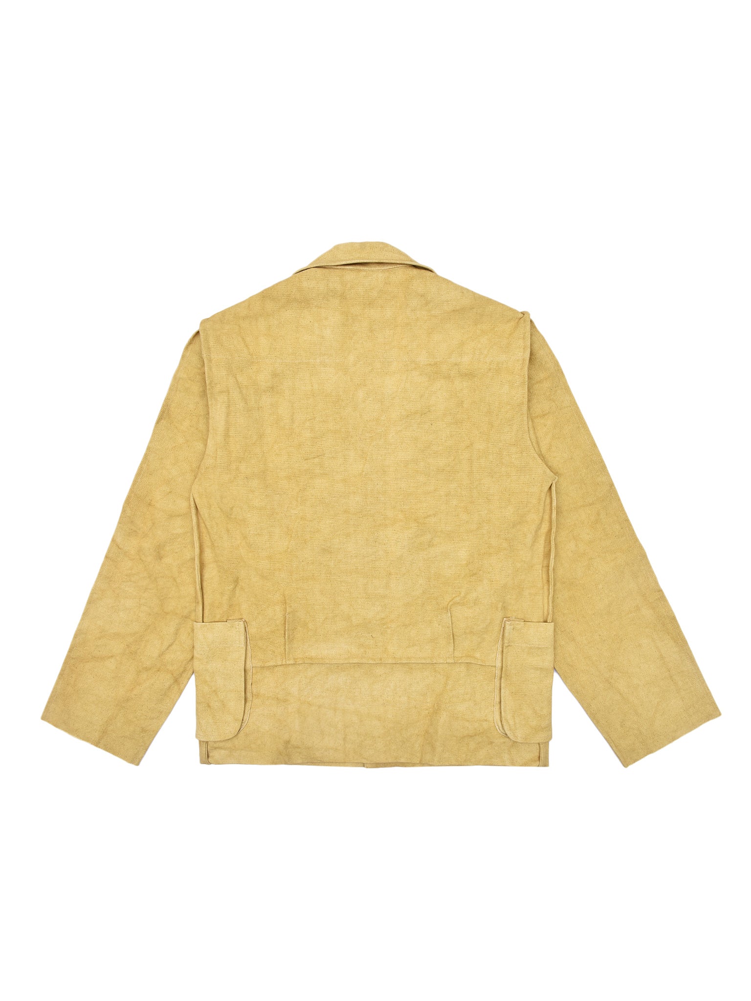 Pale mustard jacket on a white background