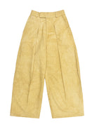 Pale mustard wide-leg pants on a white background
