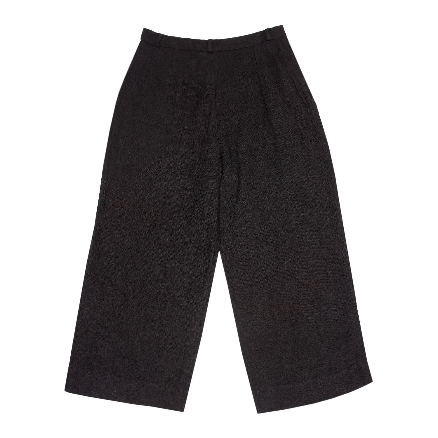 Black wide-leg pants on a white background