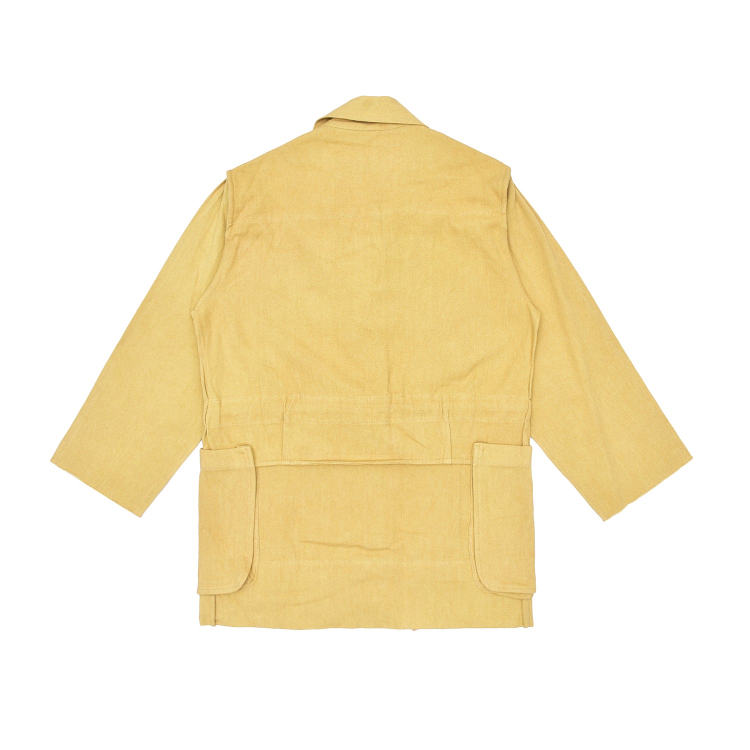 Pale mustard jacket on a white background