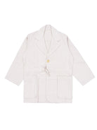 White jacket with a button on a white background