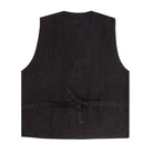 Black vest with a tie front on a white background
