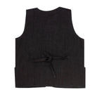 Black vest with a tie front on a white background