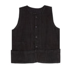 Black vest with buttons on a white background