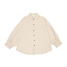Beige button-up shirt on a white background