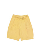 Mustard shorts with a tie waist on a white background