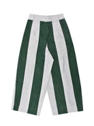Green and white striped pants on a white background