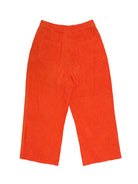 Orange corduroy pants on a white background